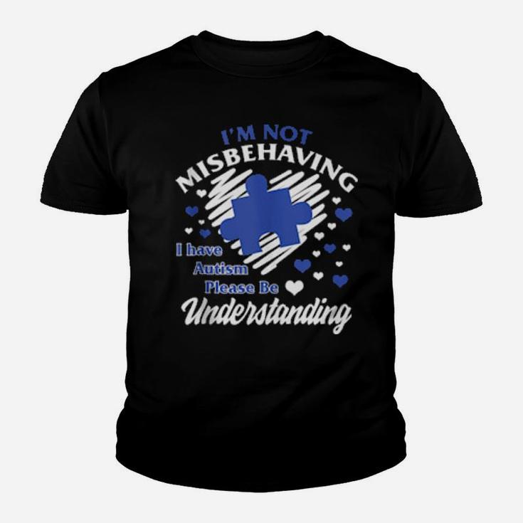 Autism Awareness Not Misbehaving Ribbon Autism Mom Puzzle Youth T-shirt