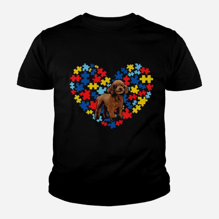 Autism Awareness Poodle Heart Dog Dad Dog Mom Gift Youth T-shirt