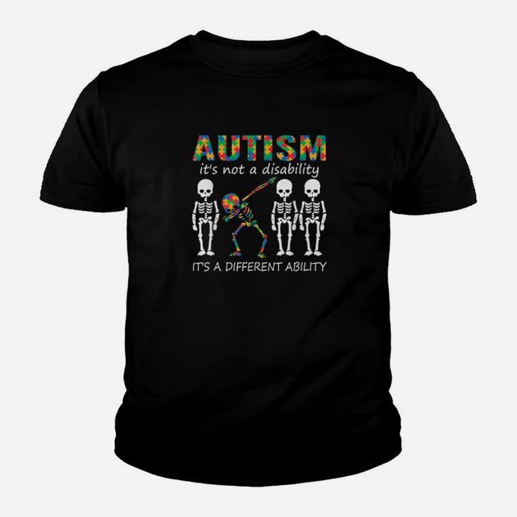 Autism Its A Different Ability Dabbing Skeleton Youth T-shirt