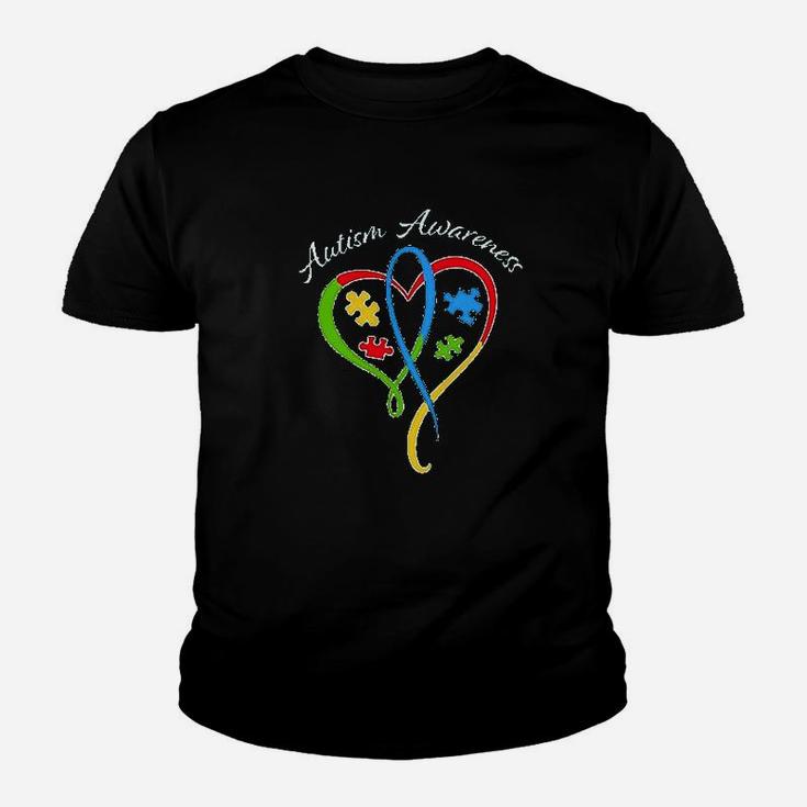 Awareness Heart Ribbon And Puzzle Youth T-shirt