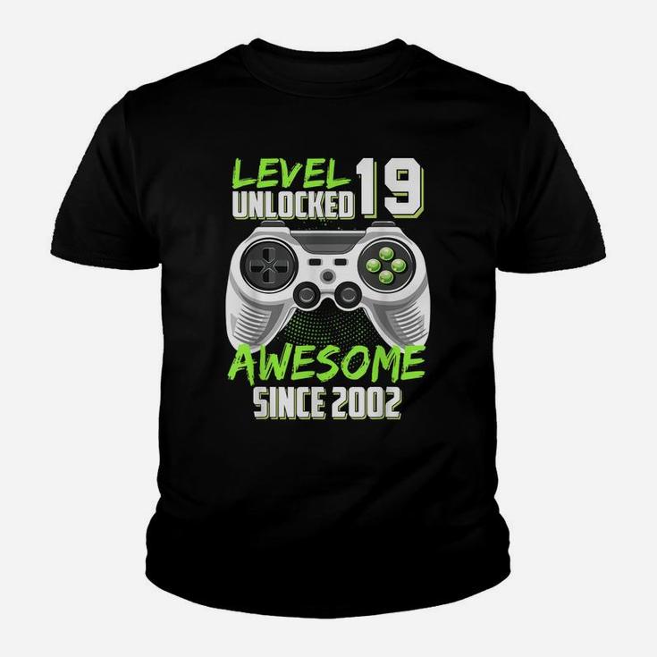 Awesome 2002 Level 19 Unlocked Video Game 19Th Birthday Gift Youth T-shirt