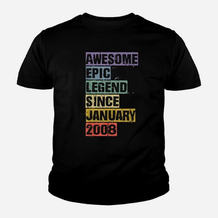 Awesome Epic Legend Since January 2008 13Th Birthday 13 Gift Youth T-shirt