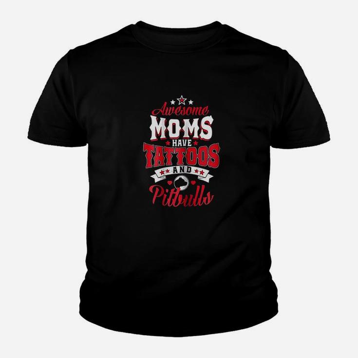 Awesome Moms Have Tattoos And Pitbulls Pit Bull Gift Youth T-shirt
