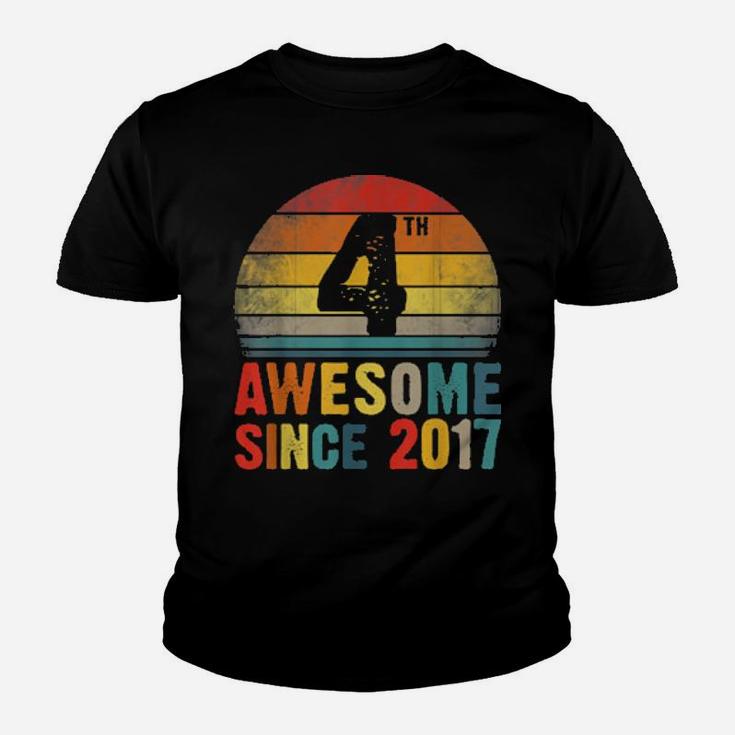Awesome Since 2017 Distressed 4Th Birthday 4 Yrs Old Youth T-shirt