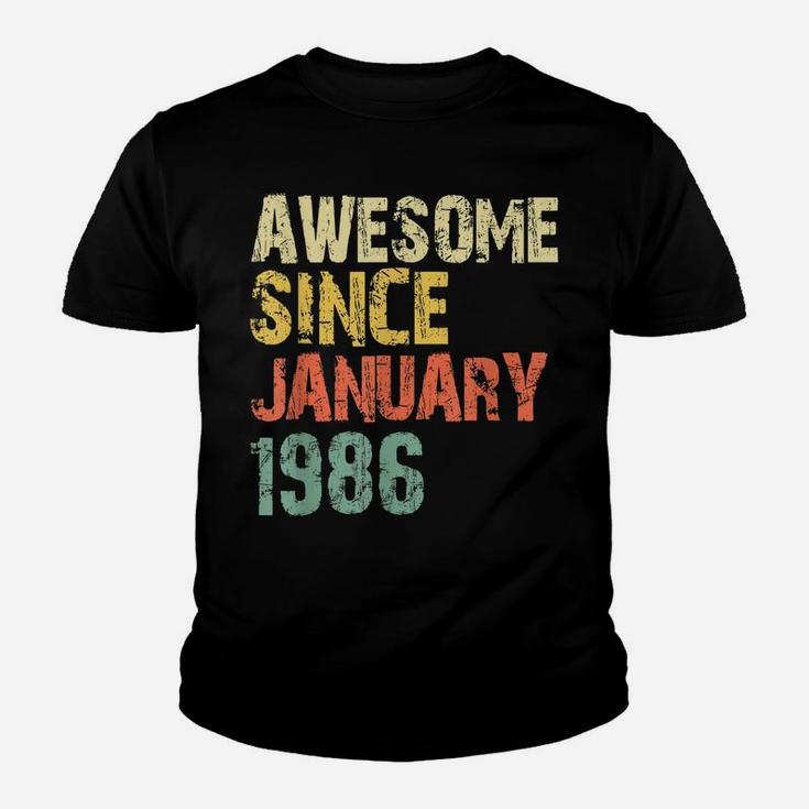 Awesome Since January 1986 35Th Birthday Gift 35 Years Old Youth T-shirt