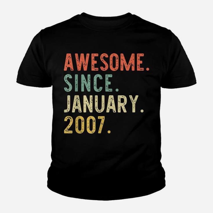 Awesome Since January 2007 14Th Gift Birthday 14 Years Old Youth T-shirt