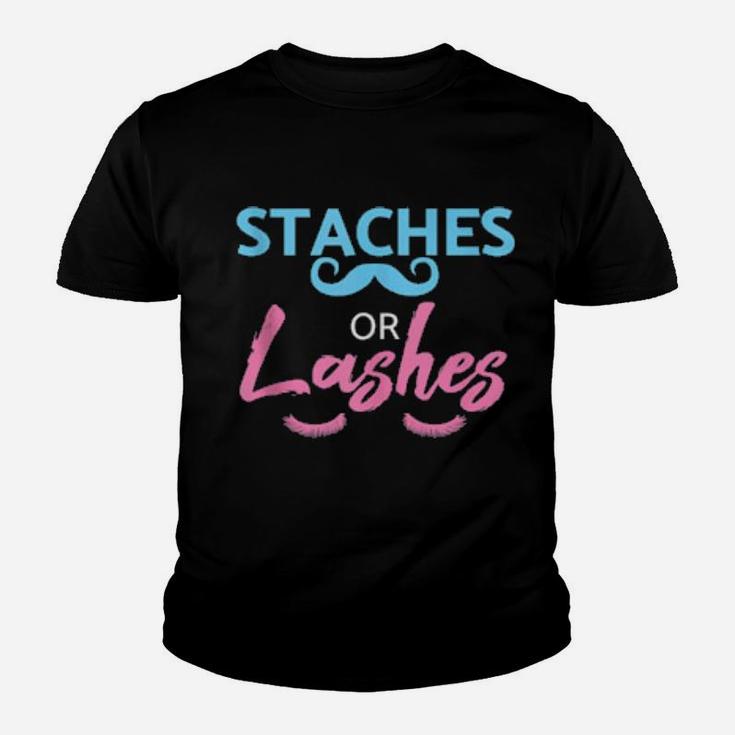 Baby Shower Gender Reveal Shirt Staches Or Lashes Youth T-shirt
