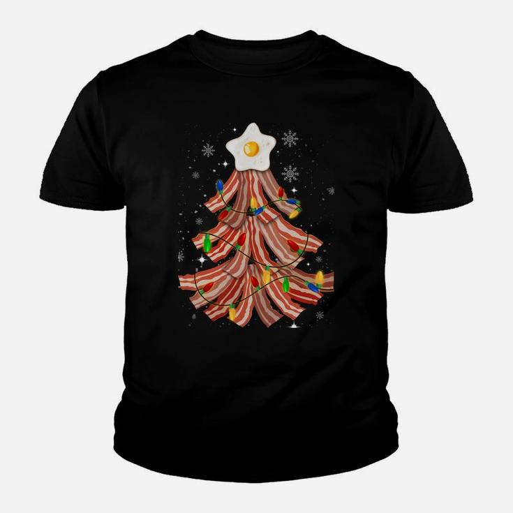 Bacon Christmas Tree Egg Top Xmas | Funny Pork Lover Party Sweatshirt Youth T-shirt