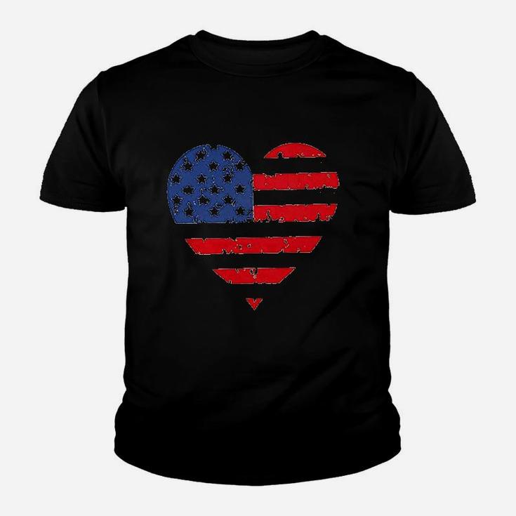 Bangely American Flag Heart Youth T-shirt