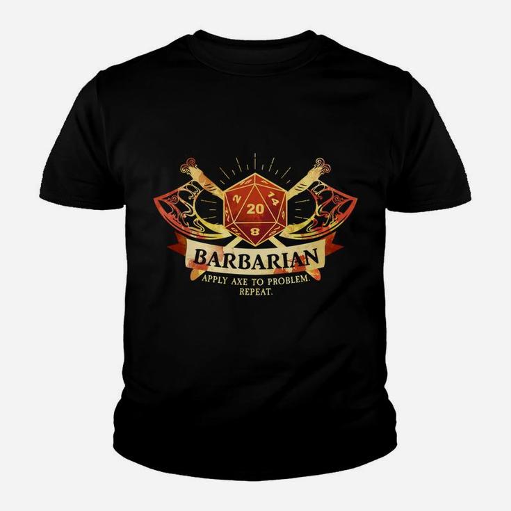 Barbarian Class D20 Tabletop Dungeons Rpg Dragons Youth T-shirt