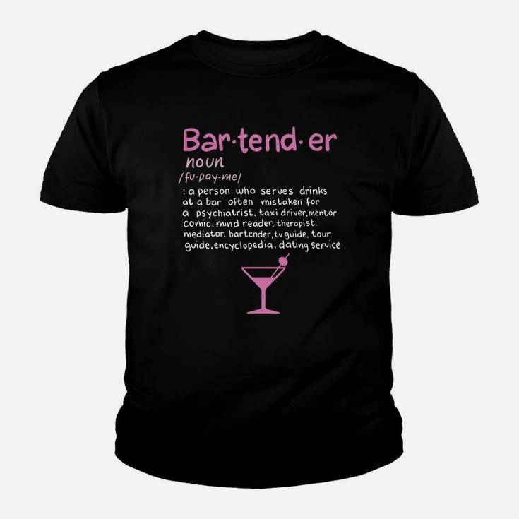 Bartender Noun Definition Longsleeve Funny Cocktail Bar Gift Youth T-shirt