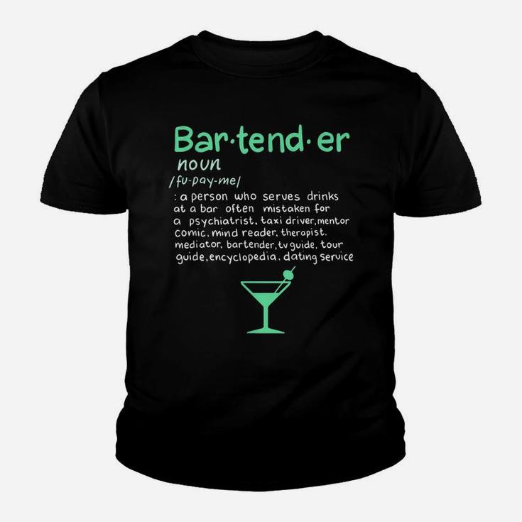 Bartender Noun Definition T Shirt Funny Cocktail Bar Gift Youth T-shirt