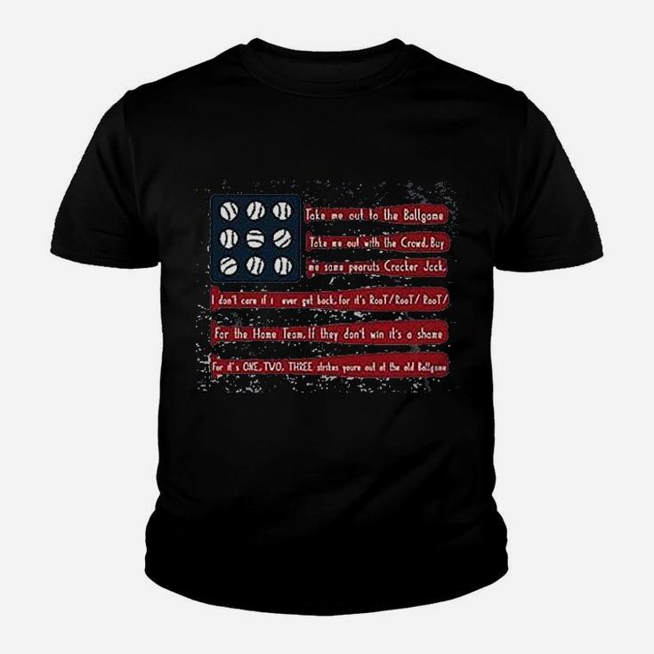 Baseball  American Flag Youth T-shirt
