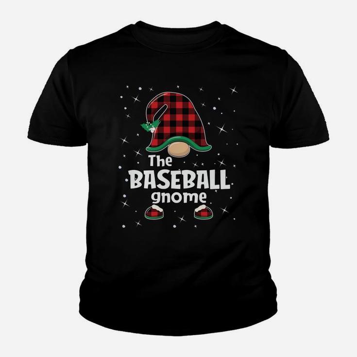 Baseball Gnome Buffalo Plaid Matching Christmas Gift Pajama Sweatshirt Youth T-shirt