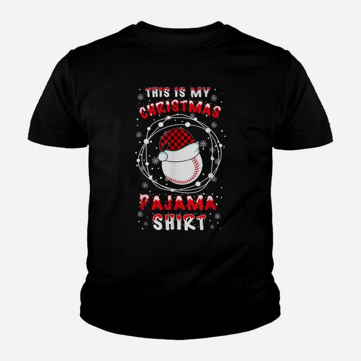 Baseball Lover Funny Santa Hat Christmas Pyjama Saying Gift Youth T-shirt