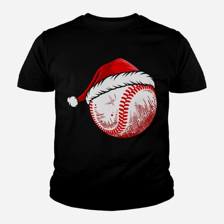 Baseball Wearing Santa Hat Funny Baseball Christmas Matching Youth T-shirt