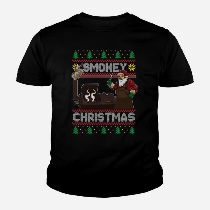 Bbq Santa Grilling Roast On Smoker Ugly Smokey Christmas Sweatshirt Youth T-shirt