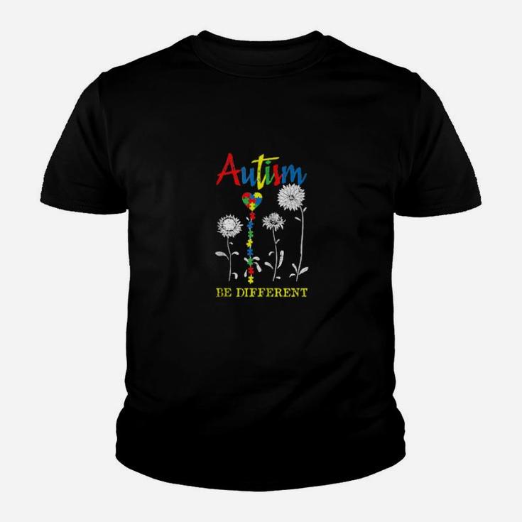 Be Different Autism Awareness Puzzle Heart Sunflower Youth T-shirt