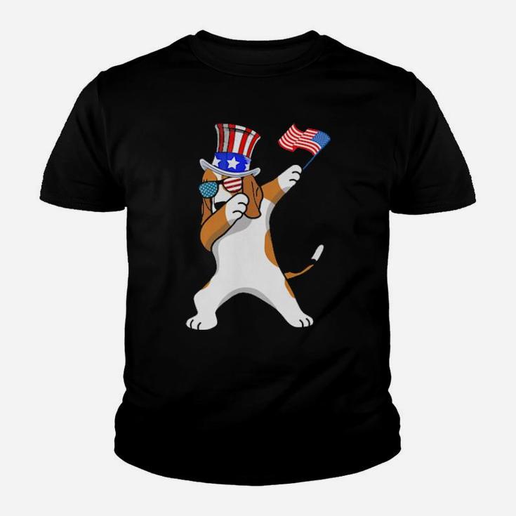 Beagle Dabbing Dog Dad  4Th Of July Youth T-shirt