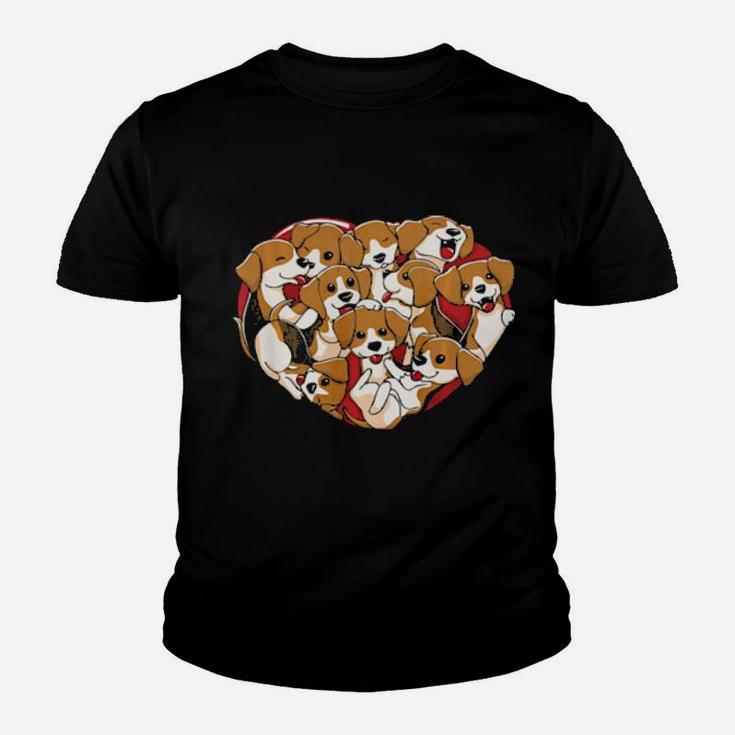 Beagle Heart Shape  Dog Lovers Valentines Day Youth T-shirt