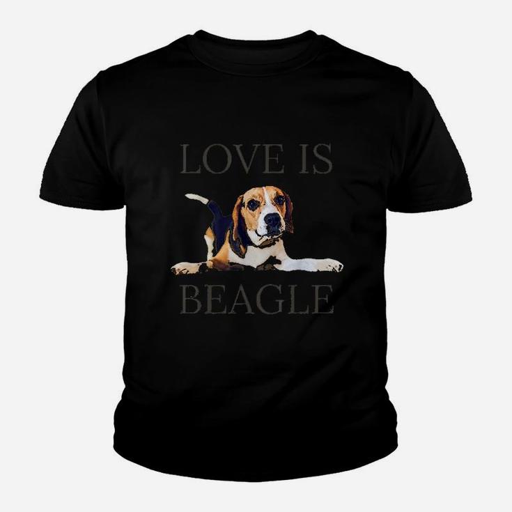 Beagle Women Men Kids Dog Mom Dad Love Is Pet Gift Youth T-shirt
