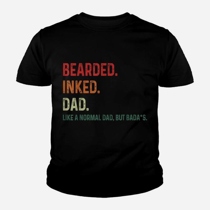 Bearded Inked Dad Funny For Daddy Tattoo Man Father Vintage Youth T-shirt
