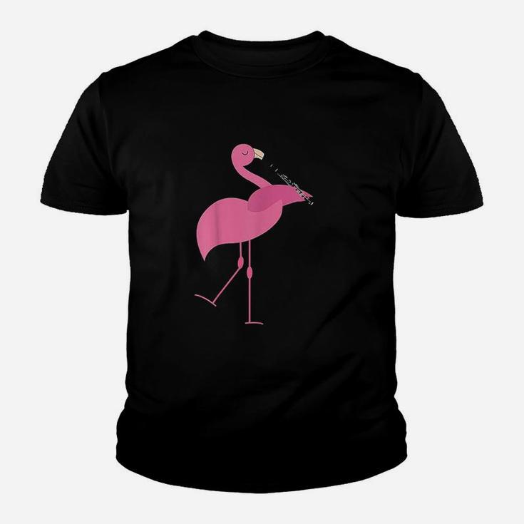 Beautiful Flamingo Playing Clarinet Musician Youth T-shirt