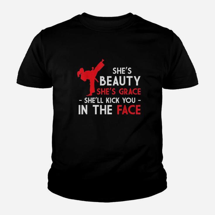 Beauty And Grace Girls Martial Arts Tkd Karate Test Mom Dad Youth T-shirt