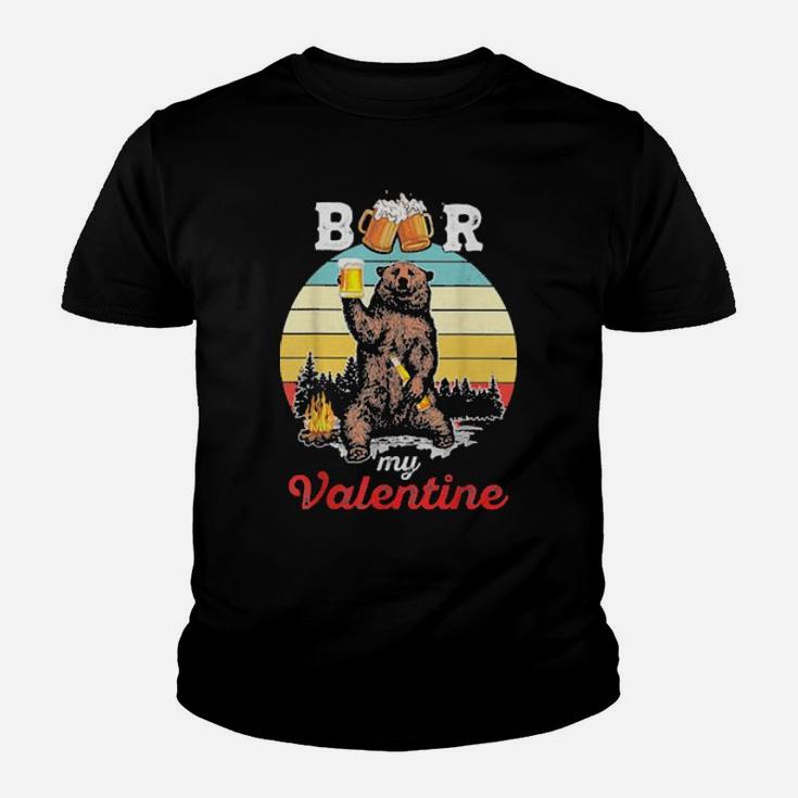 Beer Is My Valentine Drinking Love Sarcastic Bear Youth T-shirt