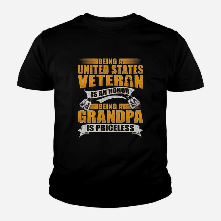 Being A Us Veteran Is An Honor Grandpa Is Priceless Dad Gift Youth T-shirt