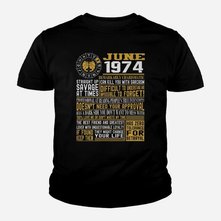 Best Born June 1974 Gemini Zodiac Signs 47Th Birthday Gift Youth T-shirt