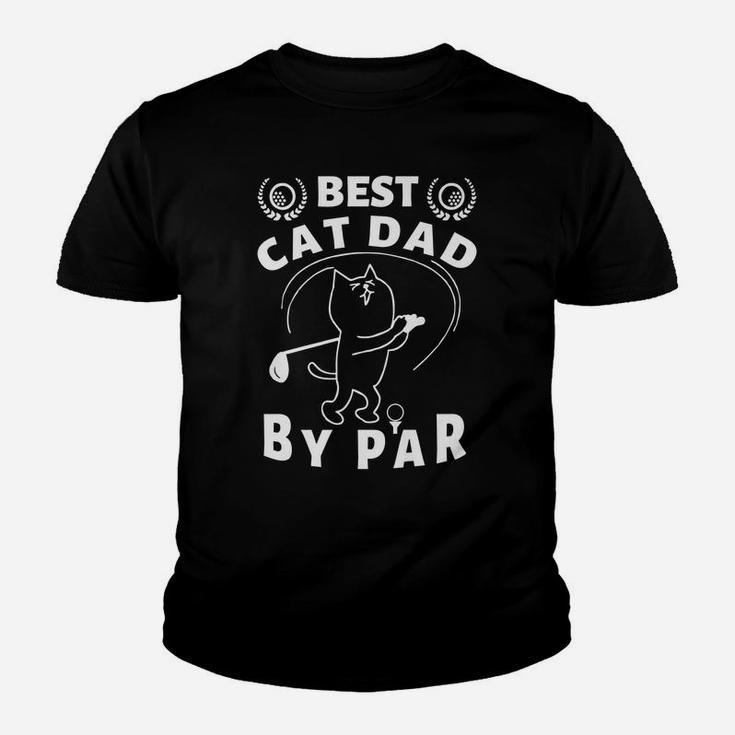 Best Cat Dad By Par Golf Daddy Kitty Lovers Father's Day Pun Youth T-shirt