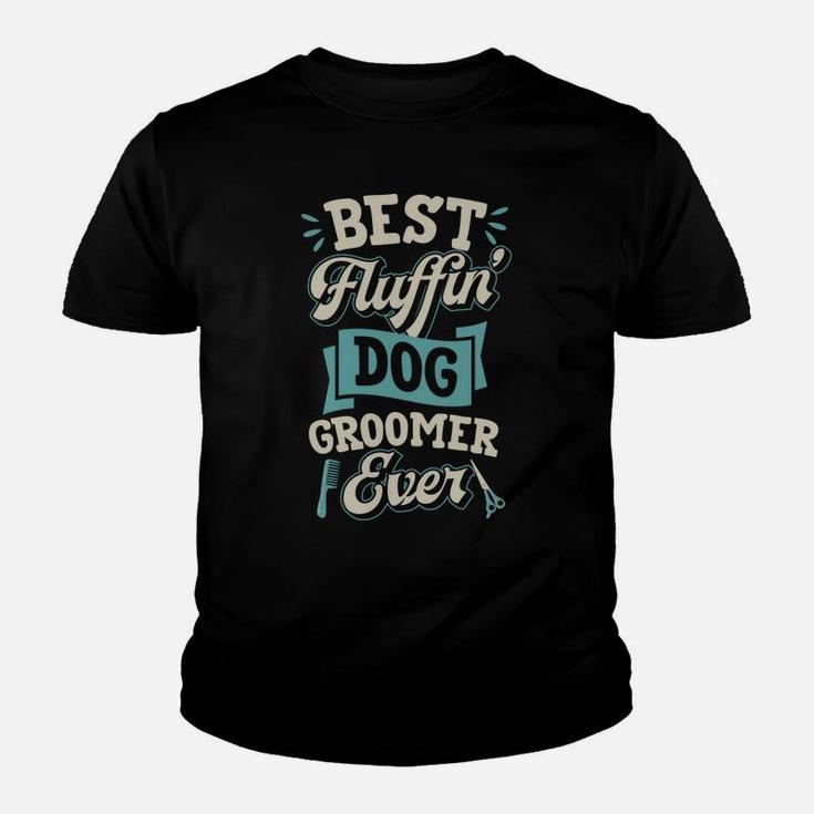 Best Fluffin Dog Groomer Ever Funny Canine Puppy Grooming Youth T-shirt