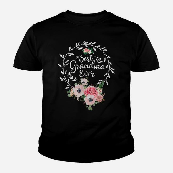 Best Grandma Ever Shirt Women Flower Decor Grandma Youth T-shirt