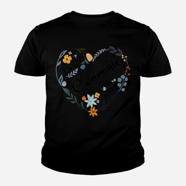 Best Nammie Ever Heart Flower Blessed Grandma Mother's Day Youth T-shirt