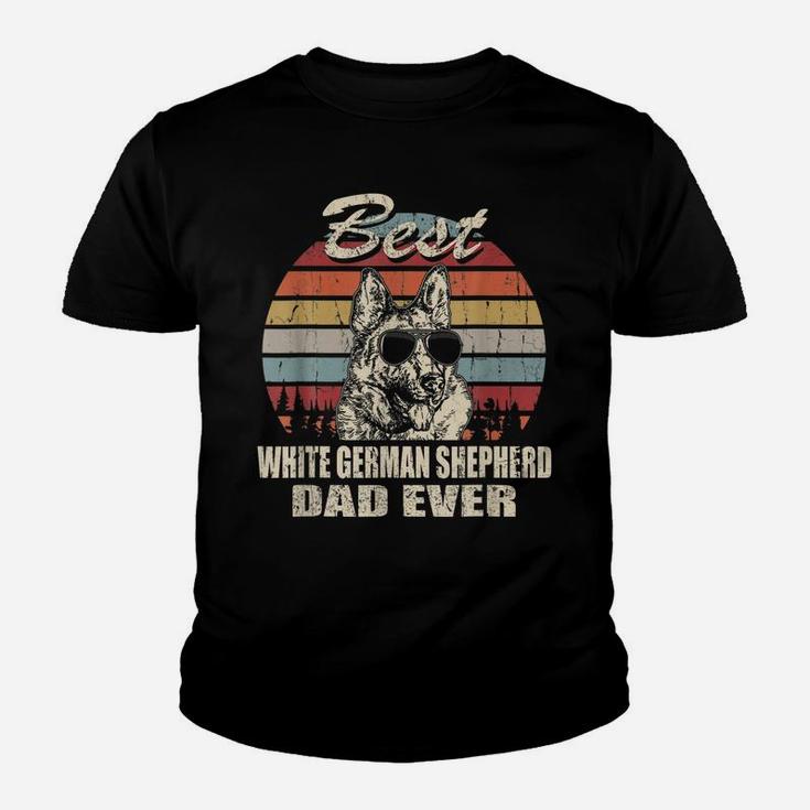 Best White German Shepherd Dad Ever Vintage Retro Dog Dad Youth T-shirt