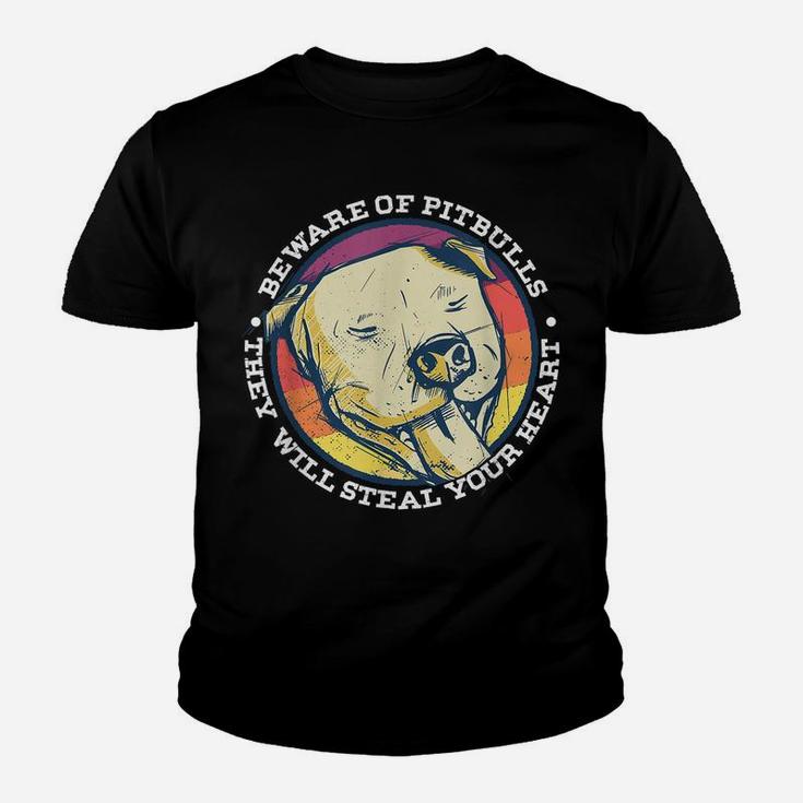 Beware Of Pitbulls Dogs Owner Puppy Dog Breed Pet Lovers Youth T-shirt