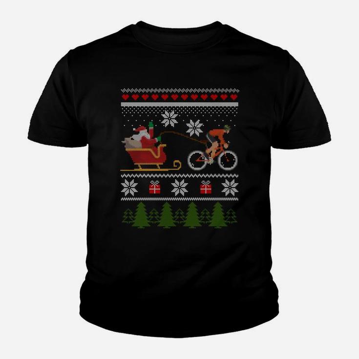 Bike Sledding Santa Sleigh Christmas Cycling Sweatshirt Youth T-shirt