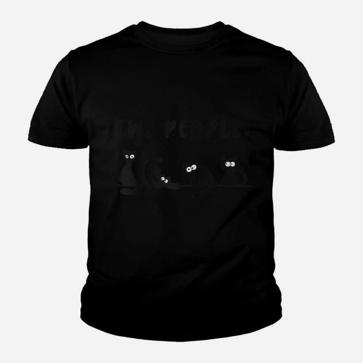 Black Cat Shirt Funny Womens Ew People Meowy Cat Lovers Raglan Baseball Tee Youth T-shirt