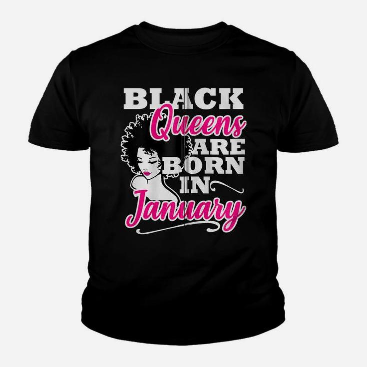 Black Queen January Birthday Gift Capricorn Aquarius Women Zip Hoodie Youth T-shirt