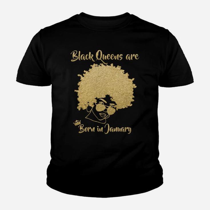 Black Queen January Birthday Gift Woman Afro Choclit Melanin Sweatshirt Youth T-shirt