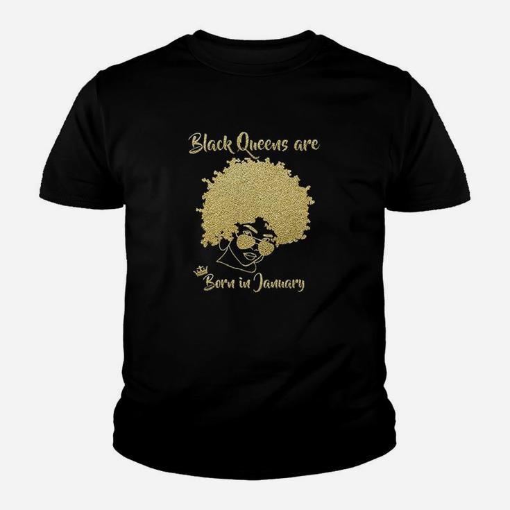 Black Queen January Birthday Gift Woman Afro Choclit Melanin Youth T-shirt