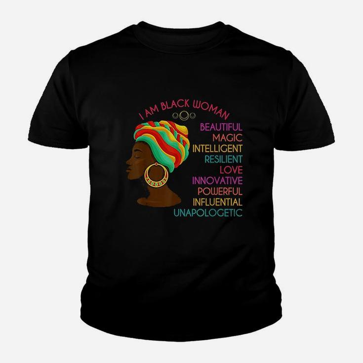 Black Woman African Roots Pride Gift Black History Youth T-shirt