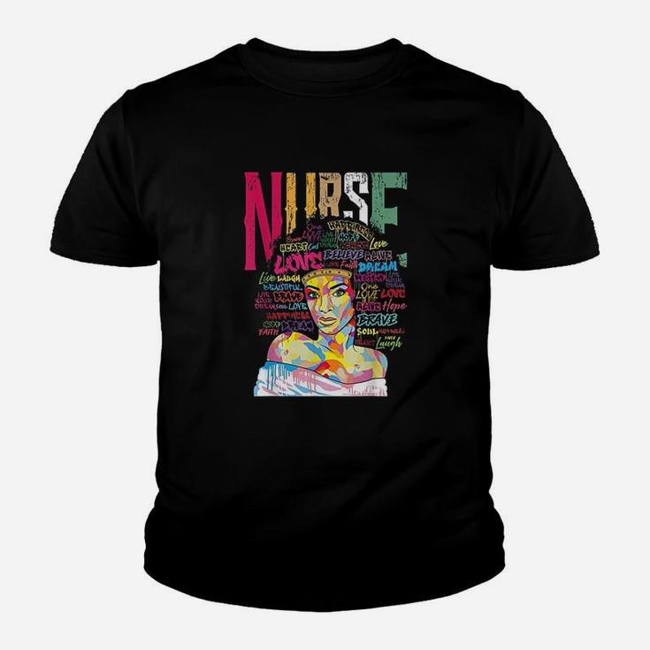 Black Woman Nurse Afro Retro Cool Black History Month Gift Youth T-shirt
