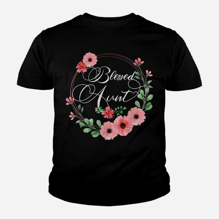 Blessed Aunt Shirt For Women Beautiful Flower Floral Youth T-shirt
