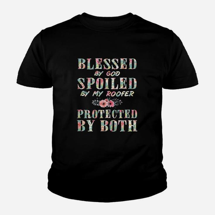 Blessed By God Spoiled By My Roofer Wife Women Gift Youth T-shirt