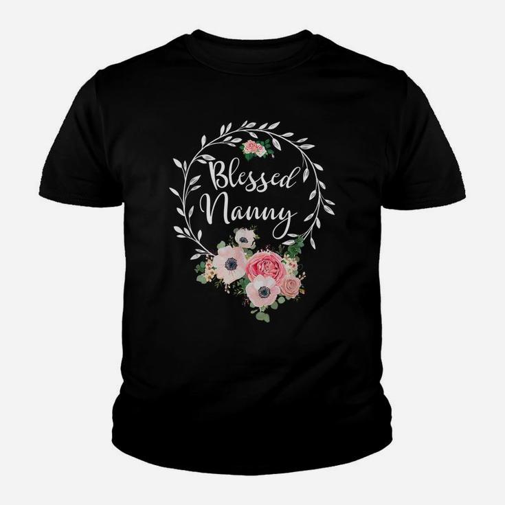 Blessed Nanny Shirt For Women Flower Decor Grandma Youth T-shirt