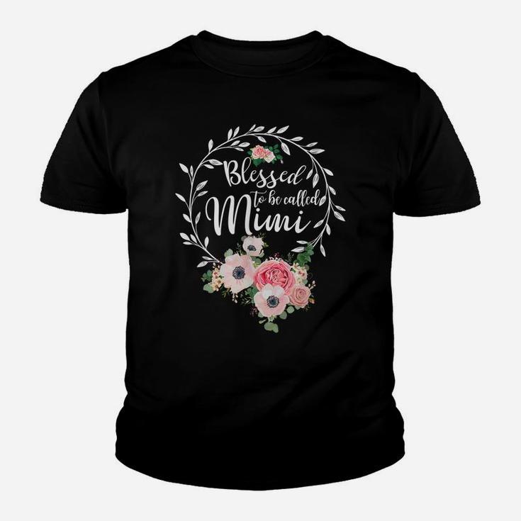 Blessed To Be Called Mimi Women Flower Decor Grandma Youth T-shirt