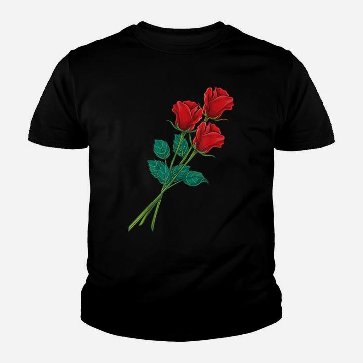 Blooming Red Rose Spring Floral Garden Flower Youth T-shirt