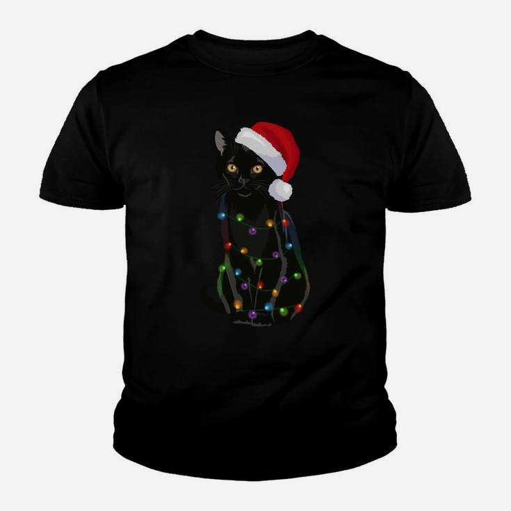 Bombay Cat Christmas Lights Xmas Cat Lover Santa Hat Sweatshirt Youth T-shirt